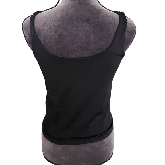 Avec Les Filles Black Scoop Neck Stretch Tank Top S - Picture 3 of 4